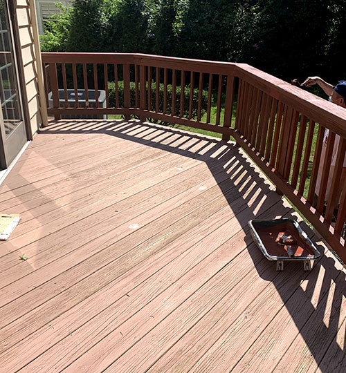 Varnished wood deck